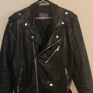 Black Zara Faux Leather Biker Jacket Size XL